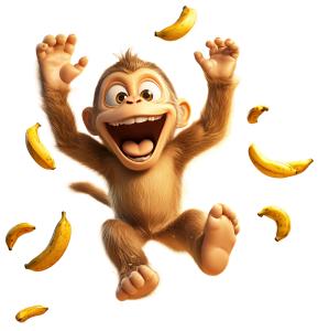 Go Bananas Monkey PowerPoint clipart graphic preview.
