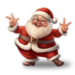Santa With Peace Sign PowerPoint clipart graphic preview.