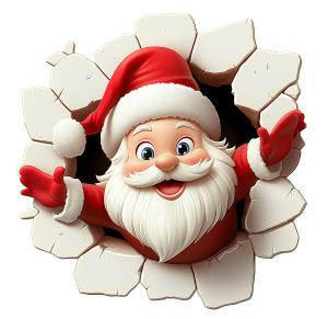 Santa Breaking Through Wall PowerPoint clipart graphic preview.