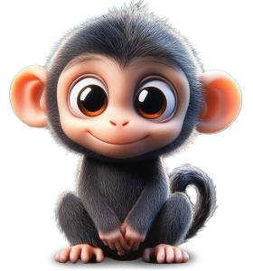 Cute Monkey PowerPoint clipart graphic preview.