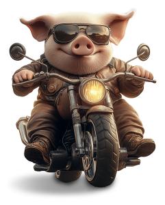 Whole Hog Motorcycle PowerPoint clipart graphic preview.