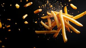 Flying French Fries Image PowerPoint clipart graphic preview.