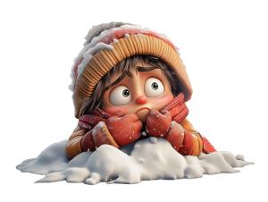 Boy In Snow Pile PowerPoint clipart graphic preview.