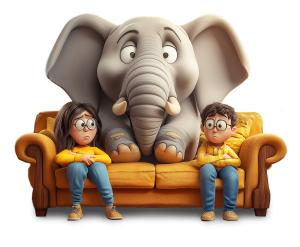Elephant In The Room PowerPoint clipart graphic preview.
