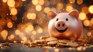 Piggy Bank and Coins PowerPoint clipart graphic preview.