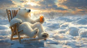 Polar Bear Vacation Scene PowerPoint clipart graphic preview.