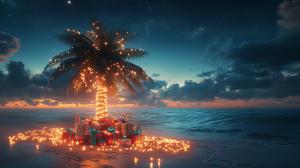Tropical Christmas Celebration PowerPoint clipart graphic preview.
