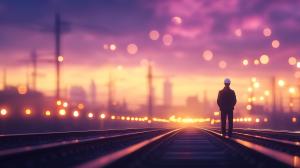 Industrial Landscape at Dusk PowerPoint clipart graphic preview.