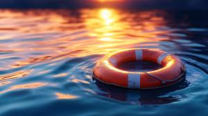 Life Preserver on Water PowerPoint clipart graphic preview.