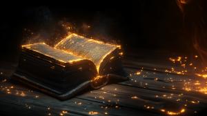 Magical Glowing Book PowerPoint clipart graphic preview.