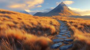 Mountain Path Journey PowerPoint clipart graphic preview.