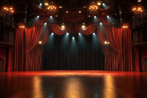 Elegant Theatre Stage Design PowerPoint clipart graphic preview.