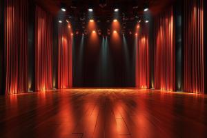 Theatrical Stage Background PowerPoint clipart graphic preview.