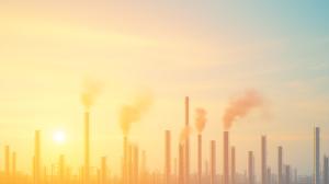 Industrial Landscape at Sunset PowerPoint clipart graphic preview.