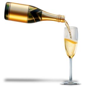 Champagne Pouring Into Glass PowerPoint clipart graphic preview.