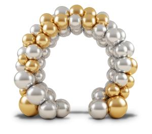 Gold Silver Balloon Ribbon PowerPoint clipart graphic preview.