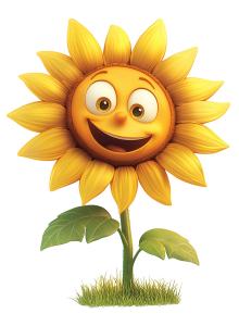 Happy Sunflower PowerPoint clipart graphic preview.