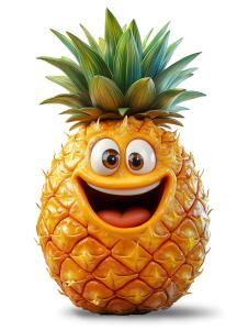 Happy Pineapple PowerPoint clipart graphic preview.