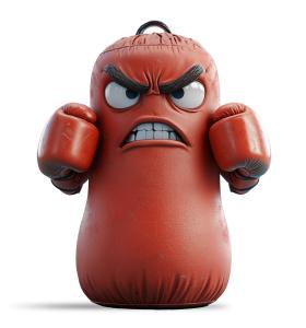 Angry Punching Bag PowerPoint clipart graphic preview.