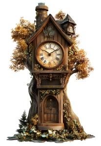 Fantastical Grandfather Clock PowerPoint clipart graphic preview.