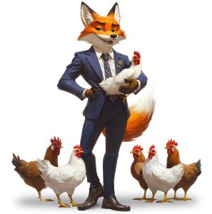 Fox And Chickens PowerPoint clipart graphic preview.