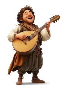 Medieval Bard PowerPoint clipart graphic preview.