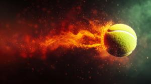 Tennis Ball in Motion Background Image PowerPoint clipart graphic preview.