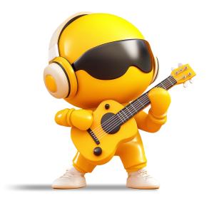Guitar Playing Emoji PowerPoint clipart graphic preview.