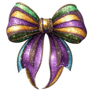 Mardi Gras Ribbon PowerPoint clipart graphic preview.