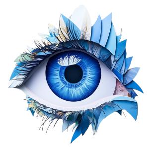 Papercraft Eye PowerPoint clipart graphic preview.