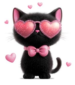 Valentines Cat PowerPoint clipart graphic preview.