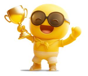 Emoji Winning Trophy PowerPoint clipart graphic preview.