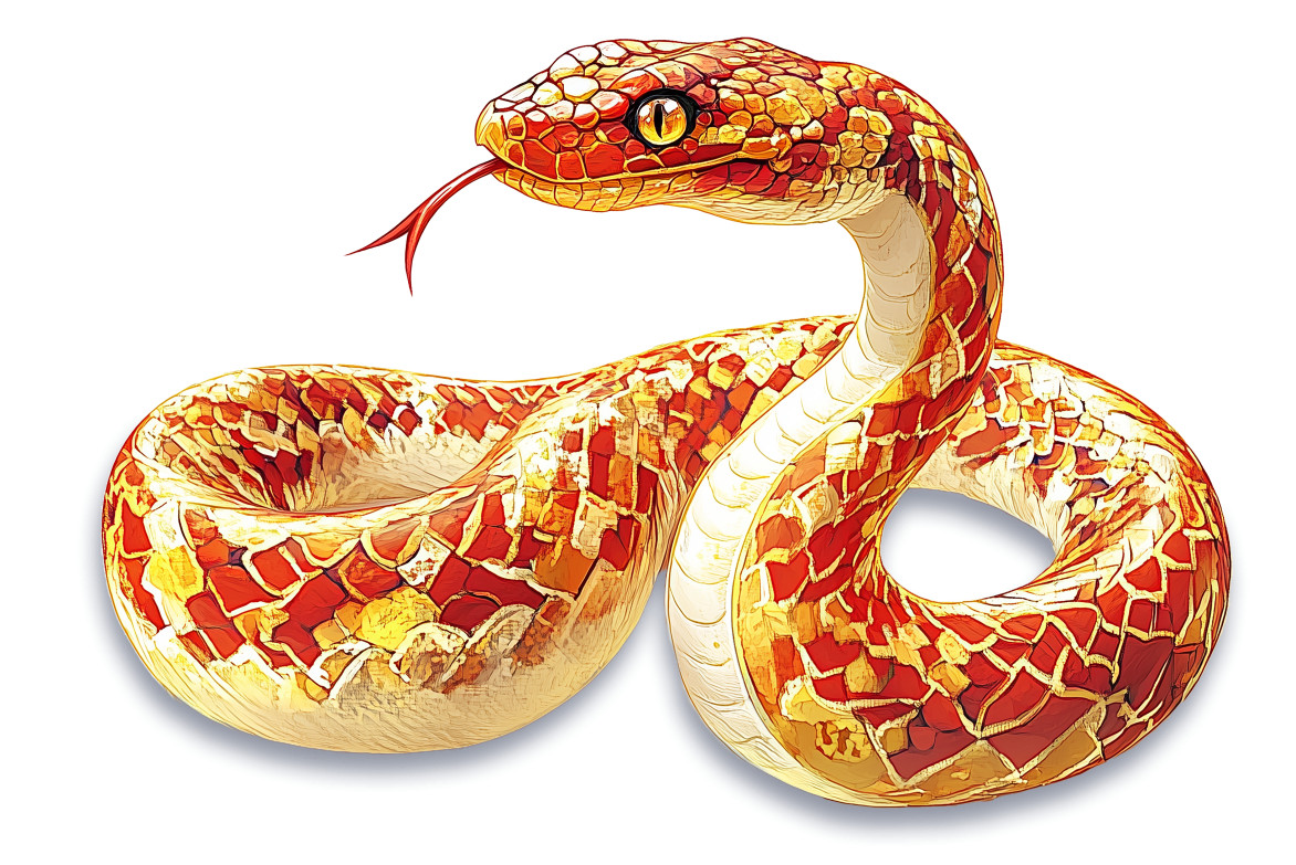 High-resolution clipart illustration of Red Gold Snake, designed for environmental education decks, outdoor recreation marketing, and conservation awareness campaigns.