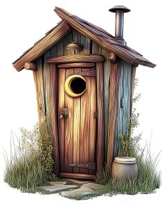 Old Outhouse PowerPoint clipart graphic preview.