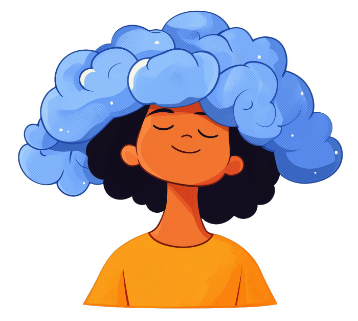 High-resolution clipart illustration of Incorporate Head in the Clouds Clipart for Creative PowerPoint Themes, designed for corporate project kickoff meetings, creative strategy brainstorming, and innovative product development pitches.