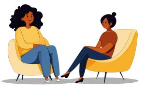 Incorporate Two-Person Support Meeting  into Your Presentations PowerPoint clipart graphic preview.