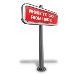 Chrome Sign: Where to Go From - Customizable PowerPoint clipart graphic preview.