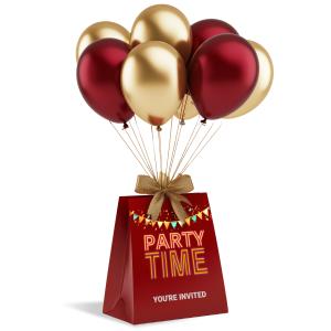 Gift Bag with Balloons Customizable PowerPoint clipart graphic preview.