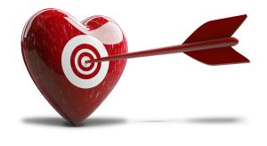 Heart Arrow Bullseye PowerPoint clipart graphic preview.