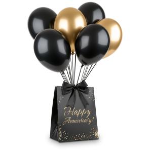 Black Bag and Balloons - Customizable PowerPoint clipart graphic preview.