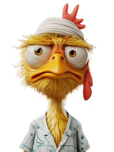 A Sick Chicken PowerPoint clipart graphic preview.