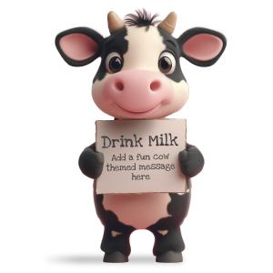 Cow with Custom Sign Customizable PowerPoint clipart graphic preview.