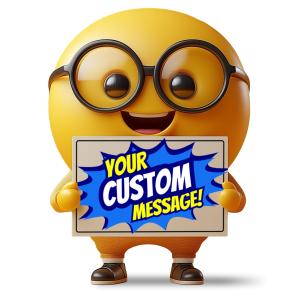 Happy Emoji With Sign Customizable PowerPoint clipart graphic preview.