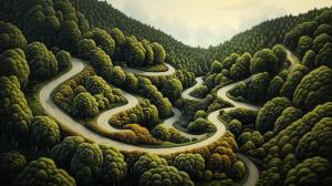 Wandering Paths Through Nature PowerPoint clipart graphic preview.