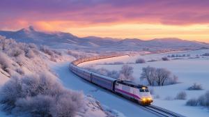 Winter Train Journey PowerPoint clipart graphic preview.