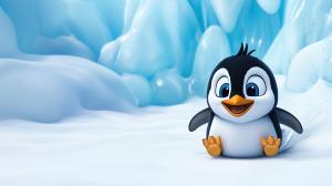 Cute Penguin Background PowerPoint clipart graphic preview.