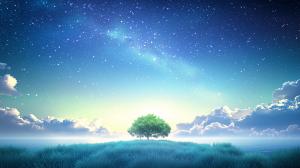 Solitary Tree Landscape PowerPoint clipart graphic preview.