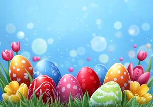 Colorful Easter Celebration Background PowerPoint clipart graphic preview.