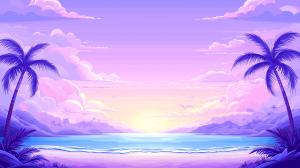 Tropical Dreams Sunset Scene Background PowerPoint clipart graphic preview.