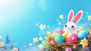 Easter Bunny Celebration Background PowerPoint clipart graphic preview.